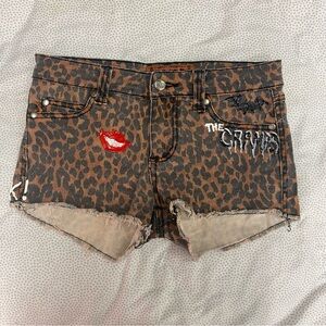 Tripp NYC Brown Leopard Print Jean Shorts DIY patches